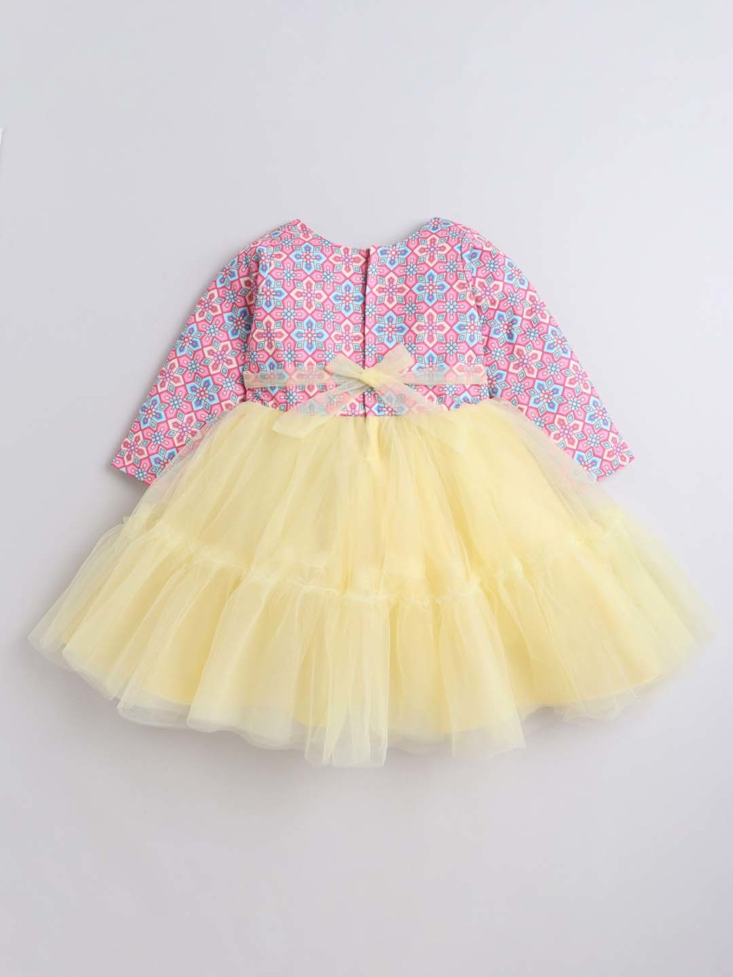 The Magic Wand Kids Pink & Yellow Printed Dress