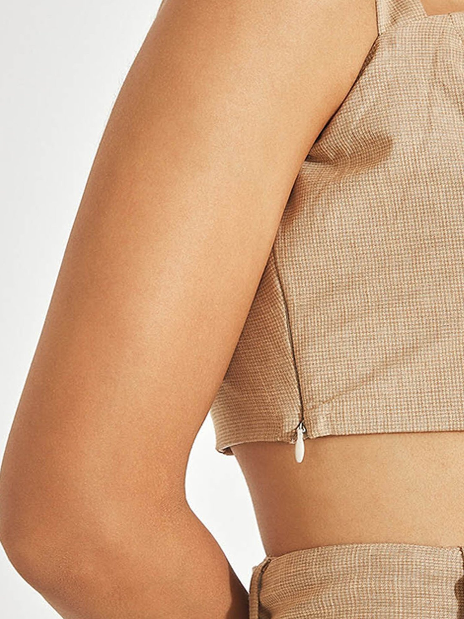 The Label Life Beige Cotton Regular Fit Crop Top