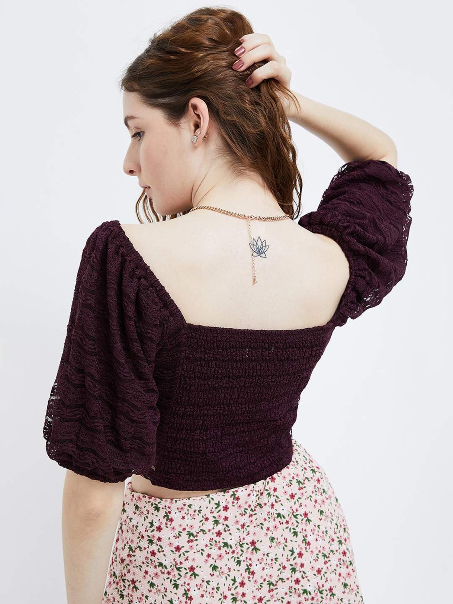 Ginger by Lifestyle Purple Self Pattern Top