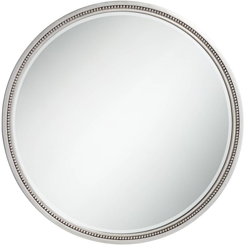 Noble Park Lorraine Silver 32 3/4" Round Beaded Trim Wall Mirror
