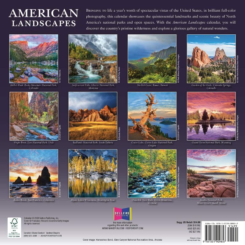 2021 American Landscapes 16-Month Wall Calendar [Calendar] Sellers Publishing