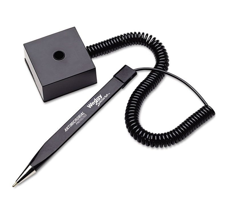MMF IndustriesTM Wedgy Secure Ballpoint Stick Coil Pen with Square Base Black Ink Fine 25828504