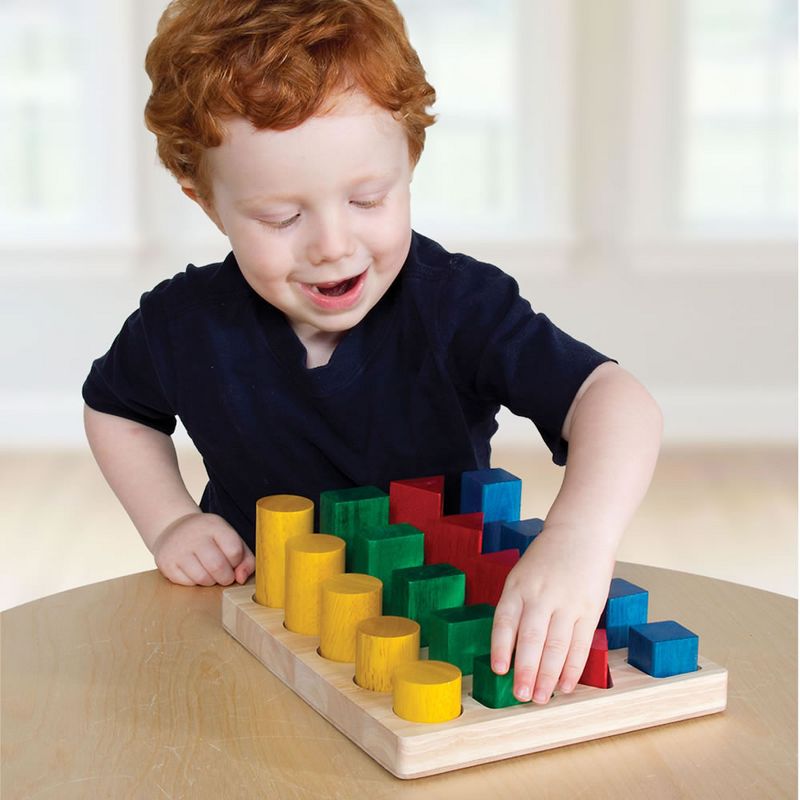 Guidecraft Wooden Colorful Shapes and Sizes Geo Forms