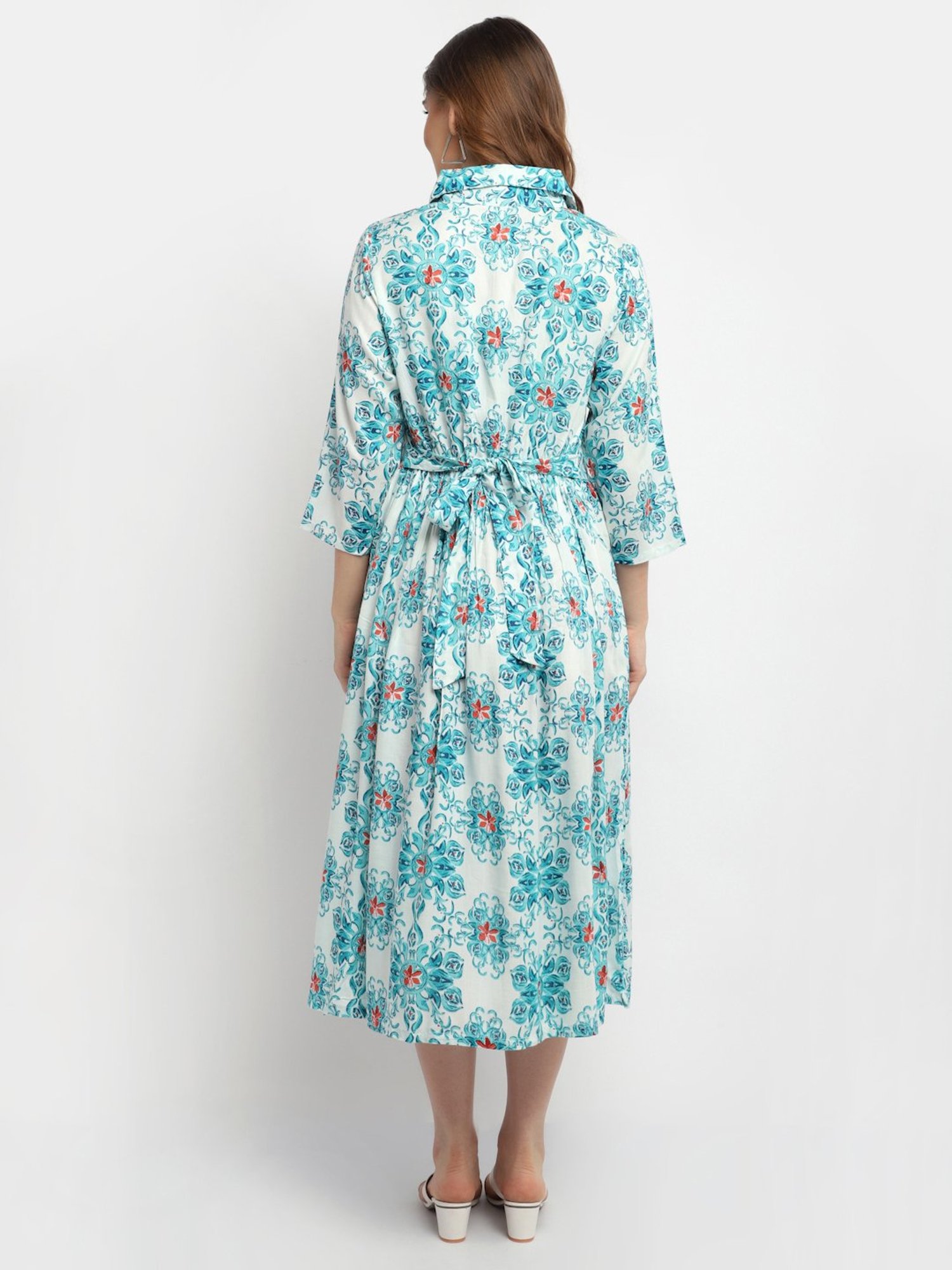 Moms Maternity Blue Printed Dress