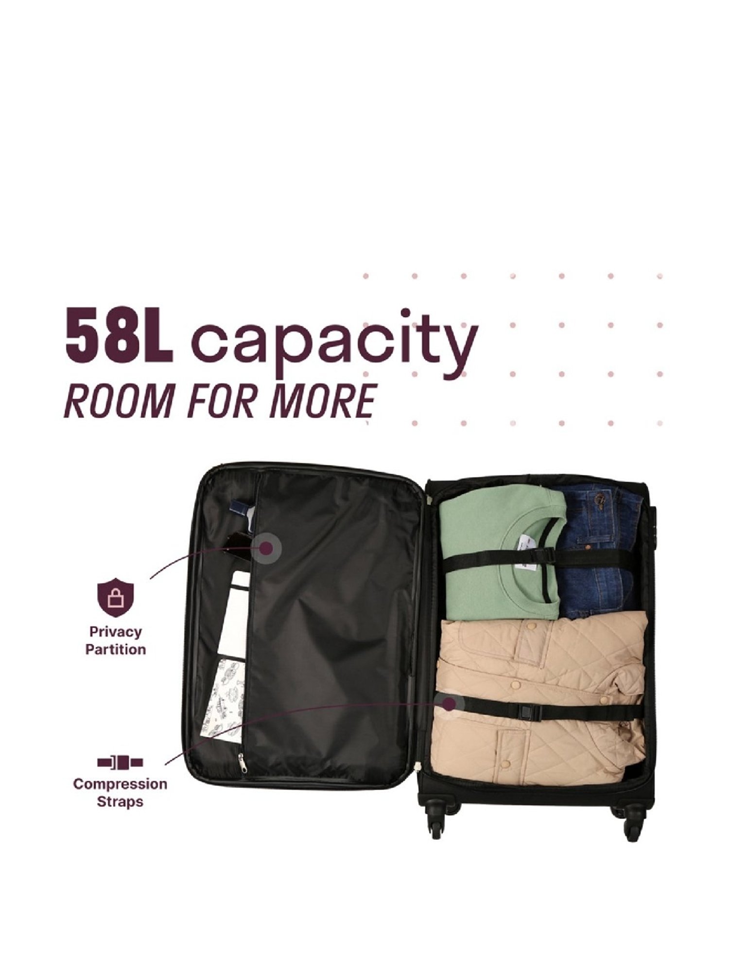 Citizen Wander Weave Purple Color Block Soft Cabin Trolley Bag - 58 Cms