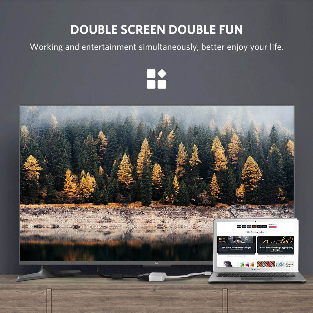 UGREEN Mini DisplayPort (Thunderbolt) to HDMI VGA Adapter Converter for Apple Mac Book Air, MacBook Pro, iMac, Mac mini, Microsoft Surface Pro 1/Pro 2/Pro 3, Thinkpad X1, Google Chromebook Pixel etc