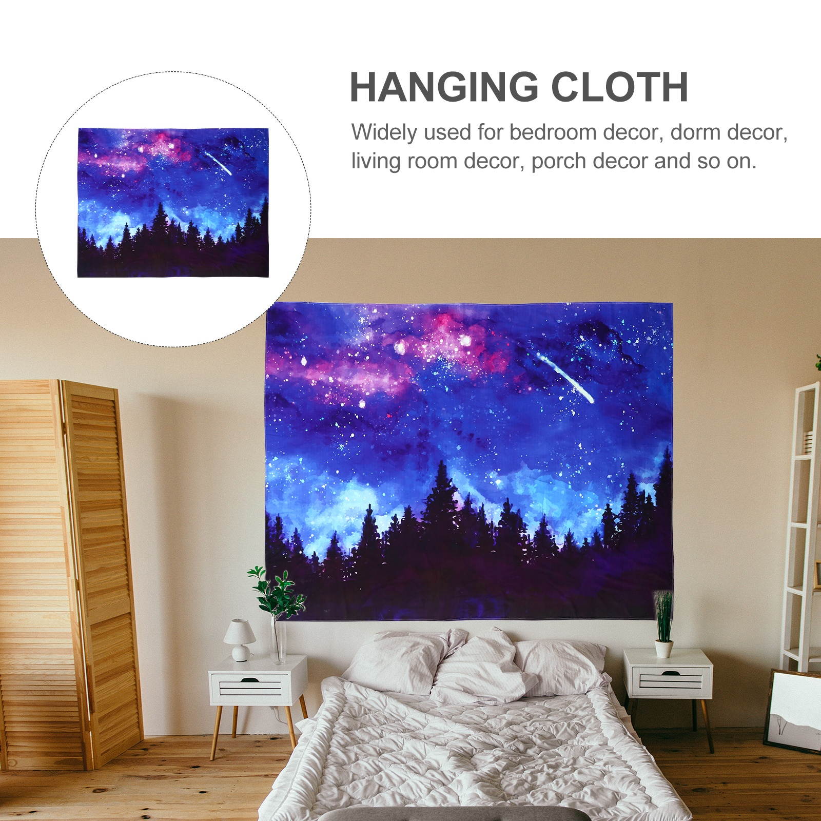 Starry Sky Flannelette Tapestry Short Plush Starry Forest Background Cloth