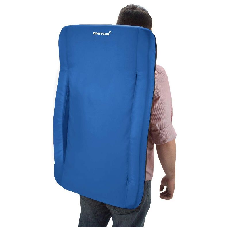 Driftsun Foldable Stadium Seat for Bleachers with Back Support, Reclining Stadium Chair for Bleachers Lawns and Backyards, 20 Inch Width, Blue