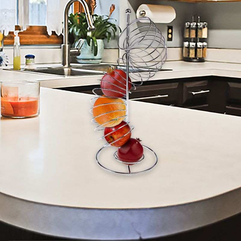Mind Reader Stainless Steel Spiral Fruit Basket Holder, Silver
