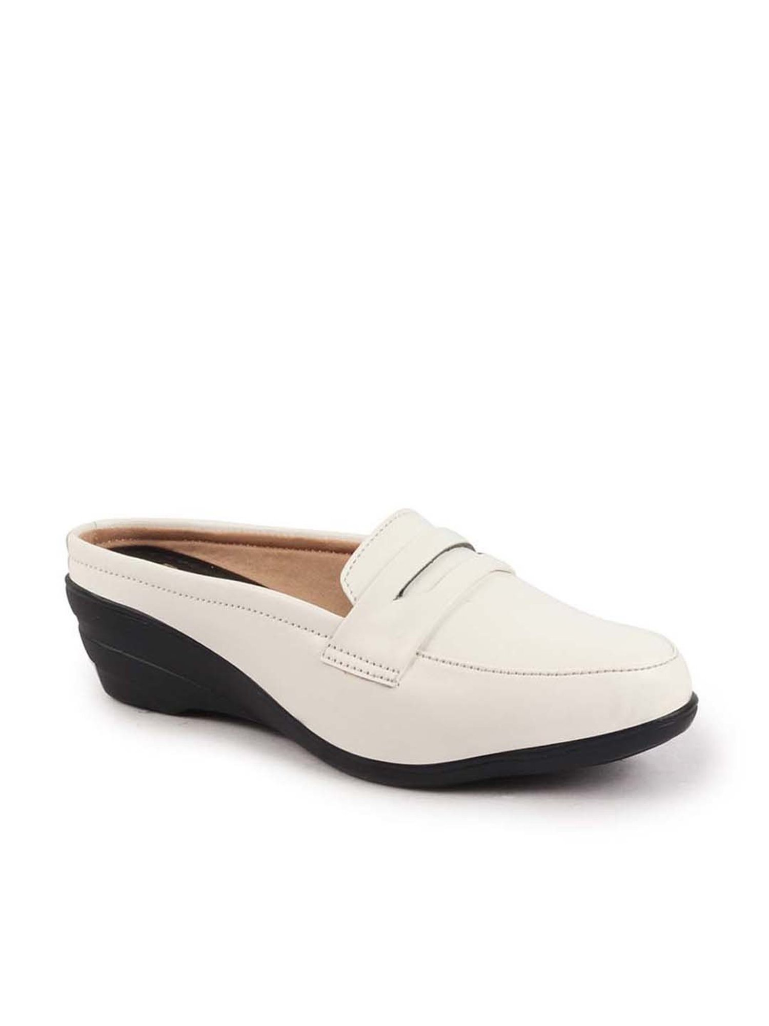 Fausto Women's White Mule Wedges