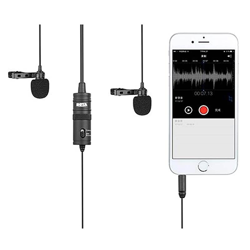 BYM1DM Dual Lavalier Universal Microphone with a Single 18 Stereo Connector for Smartphones DSLR Camears Camcorders
