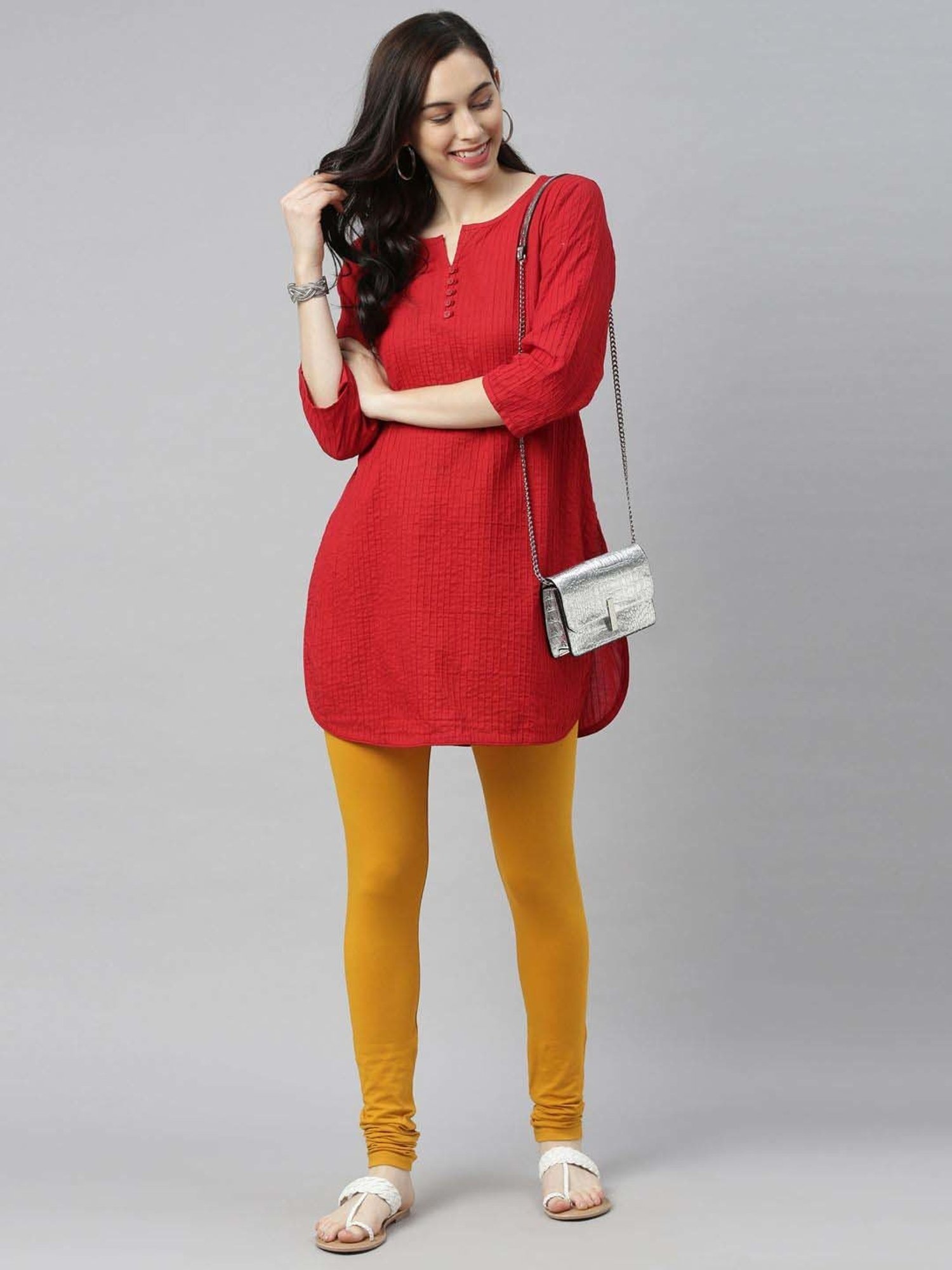 JCSS Green & Mustard Cotton Leggings - Pack Of 2