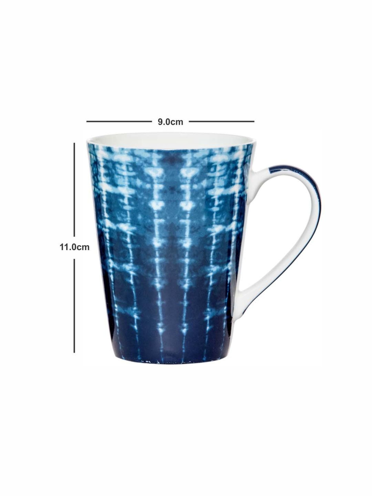 Goodhomes Blue Bone China Coffee Large Mug (0.36 L) - Set of 2