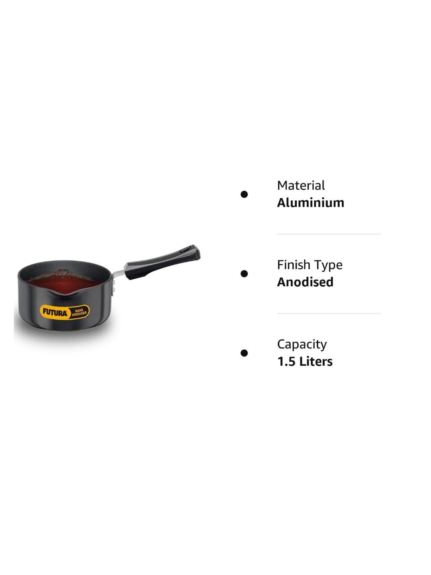 Hawkins Futura Black Aluminium Hard Anodised Saucepan 1.5 L