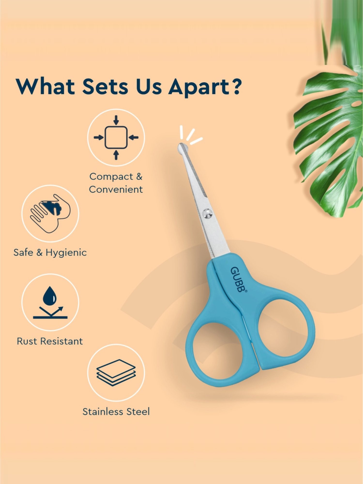 GUBB Safety Scissor with Round Edges, Stainless Steel Hair Cutting Scissor