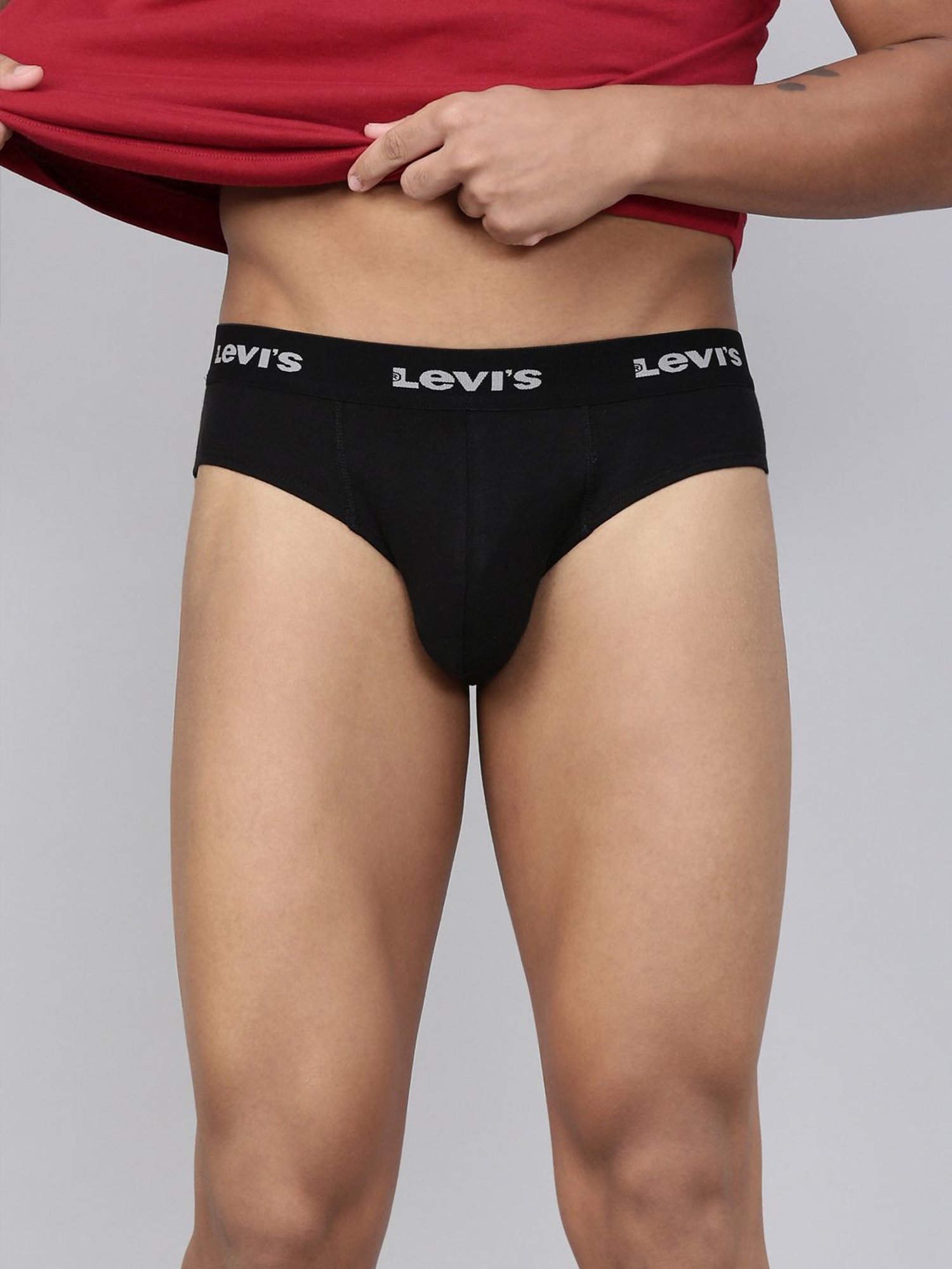 Levi's Black & Grey Cotton Regular Fit Briefs - Pack Of 2