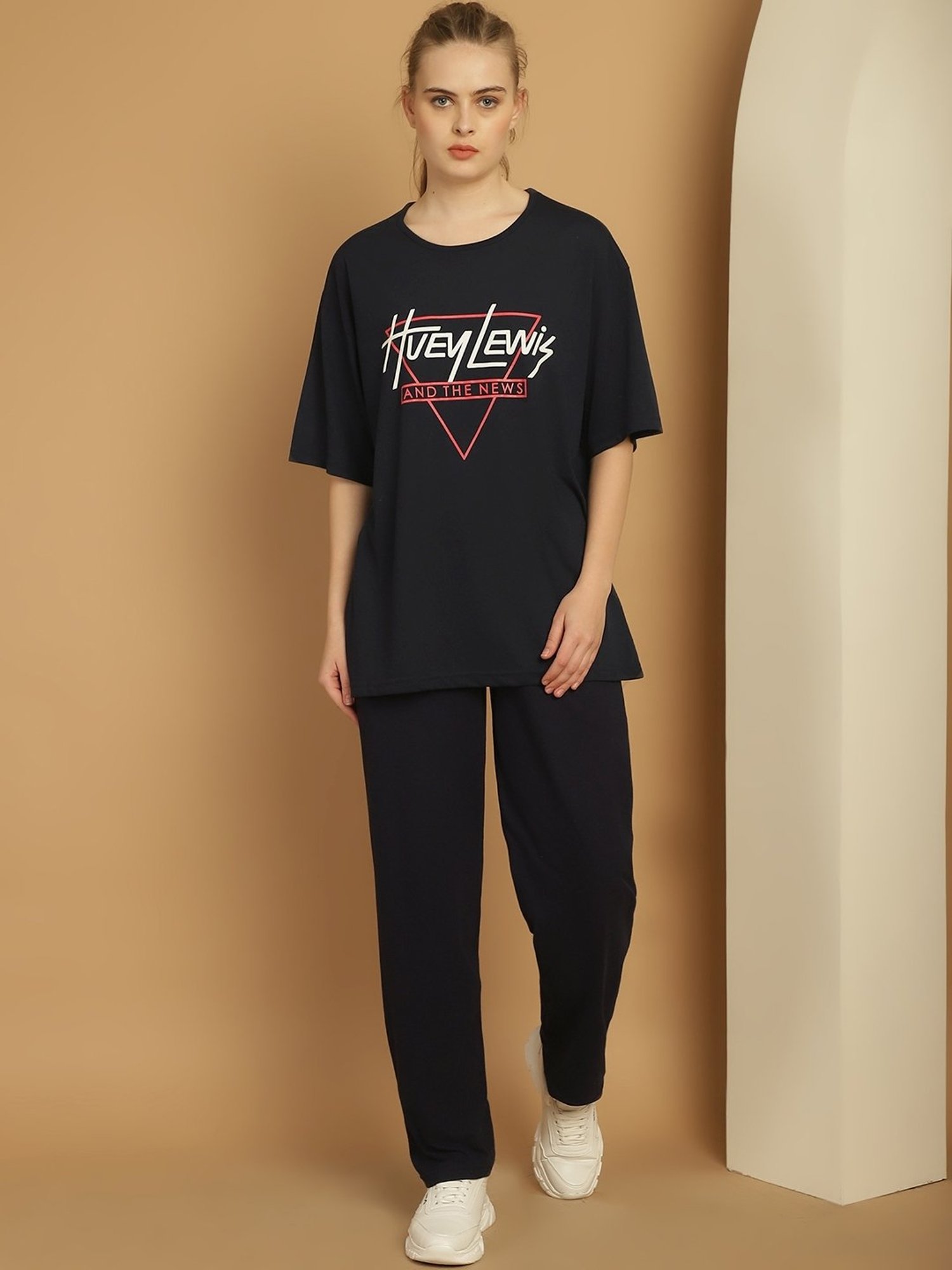 Vimal Jonney Black Cotton Printed T-Shirt & Track Pants Set