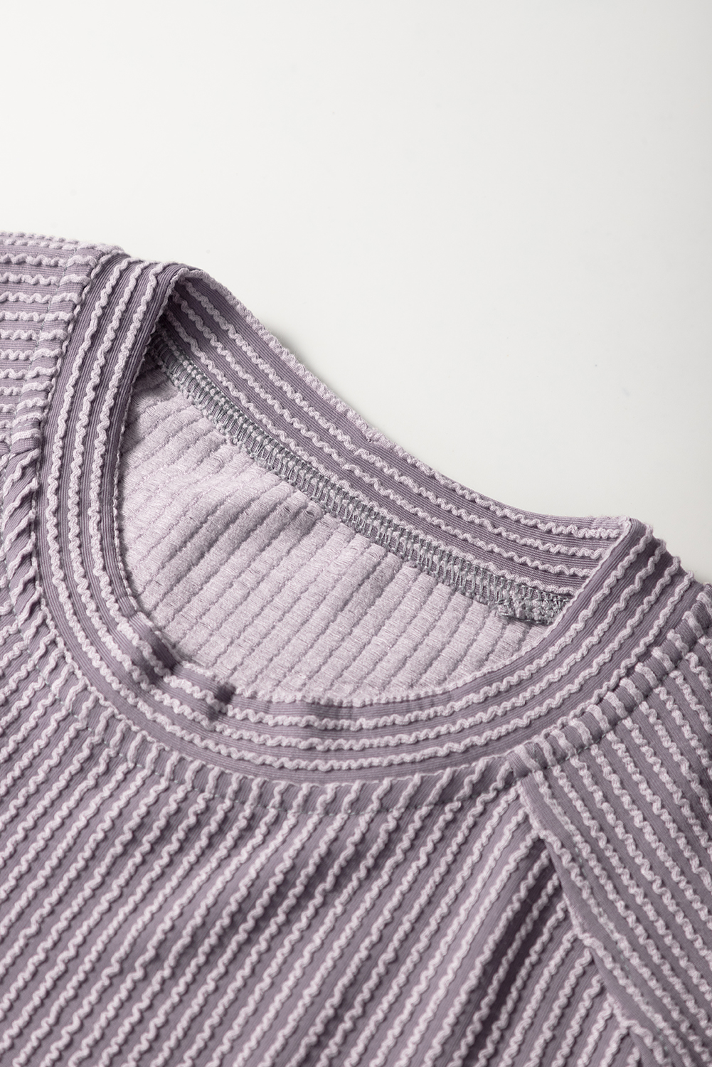 Green Solid Color Quilted Long Sleeve Top and Wide Leg Pants Set