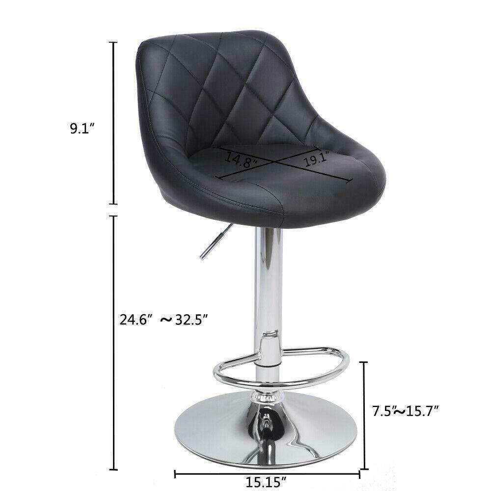 2PCS Bar Stools PU Leather Hydraulic Swivel Pub Chair Barstool Black/White
