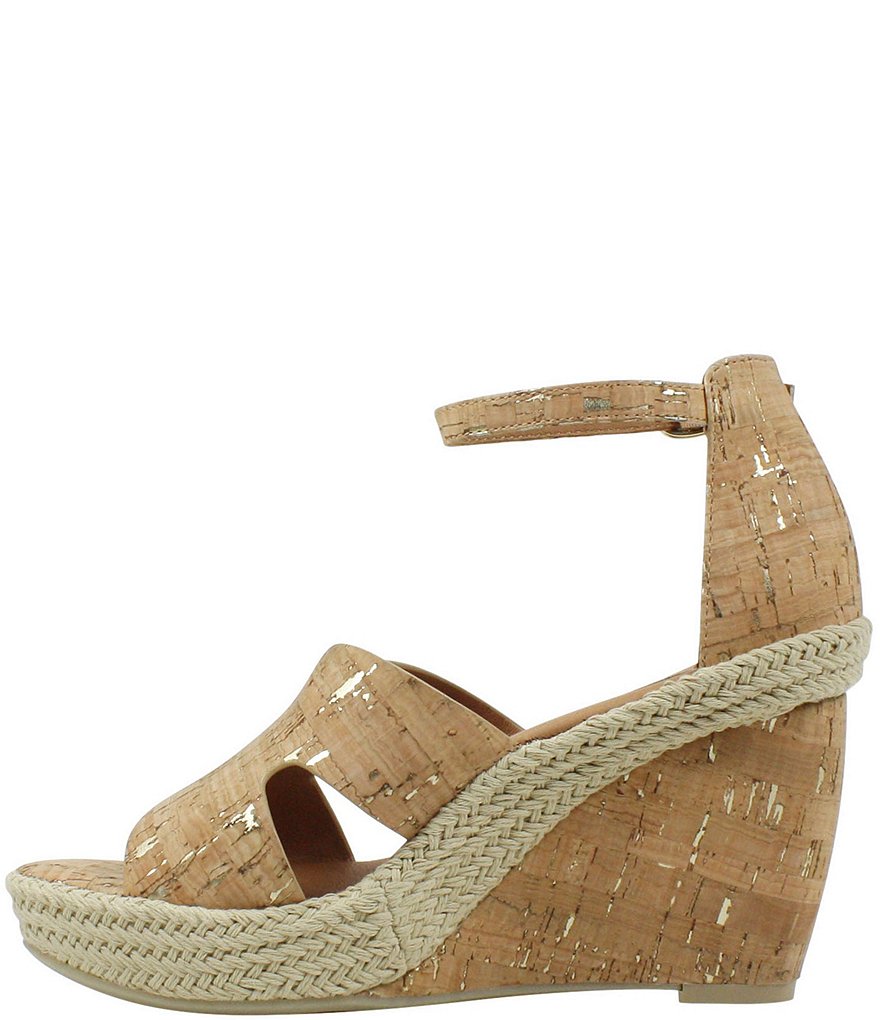 L'Amour Des Pieds Iksha Ankle Strap Cork Platform Wedge Sandals