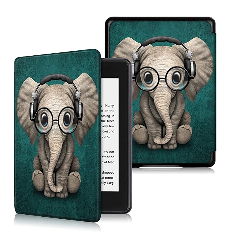 Case for Kindle Paperwhite 10th Gen 2018,Thinnest Light Shell Smart Cover with Auto Wake / Sleep for All-New  Kindle Paperwhite 6 Inch 2018 Release, Music Elephant
