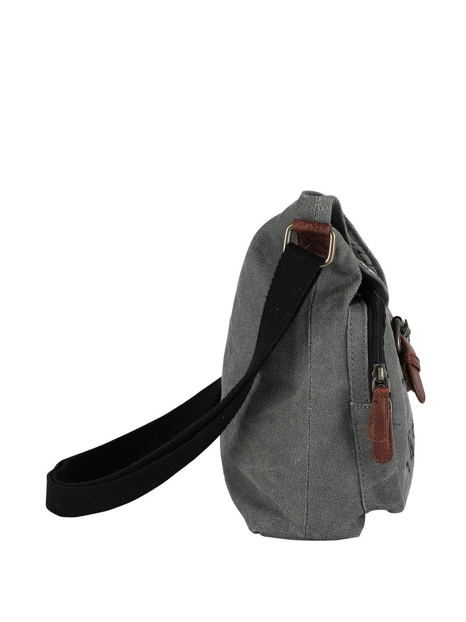 HiLEDER Brown Textured Small Leather 12 inch Cross Body Bag