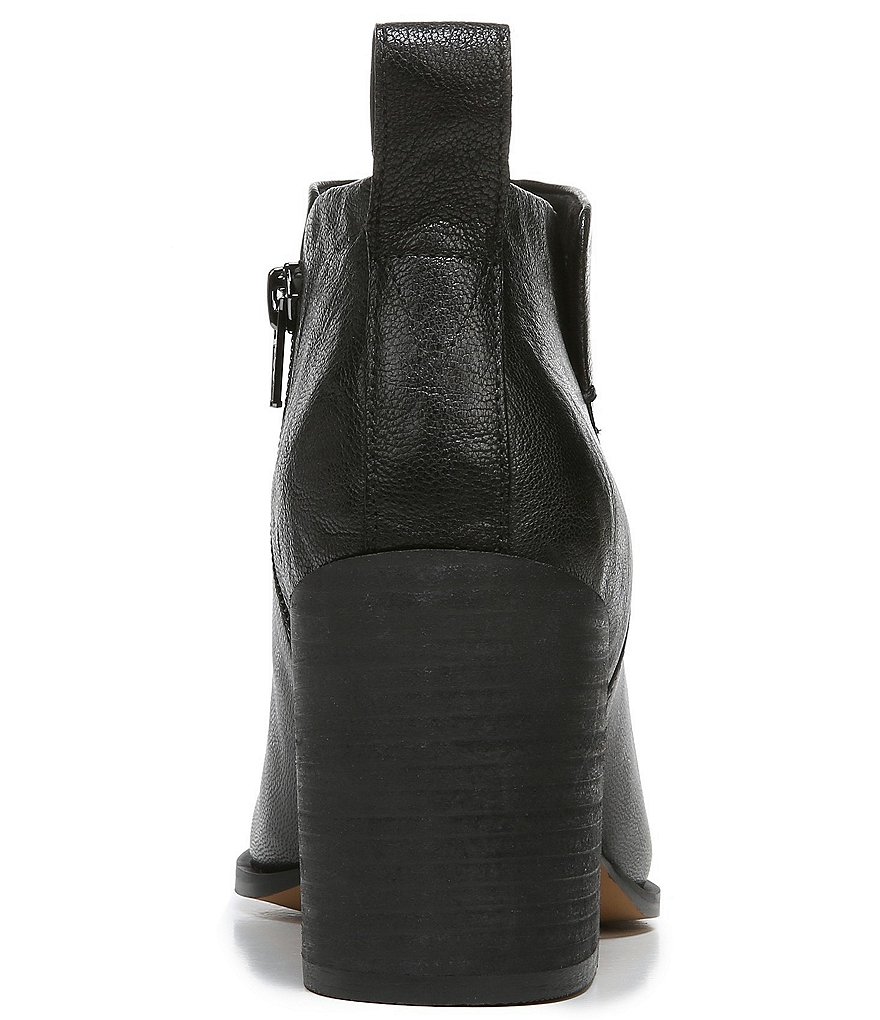 Vionic Lyssa Distressed Leather Square Toe Block Heel Booties