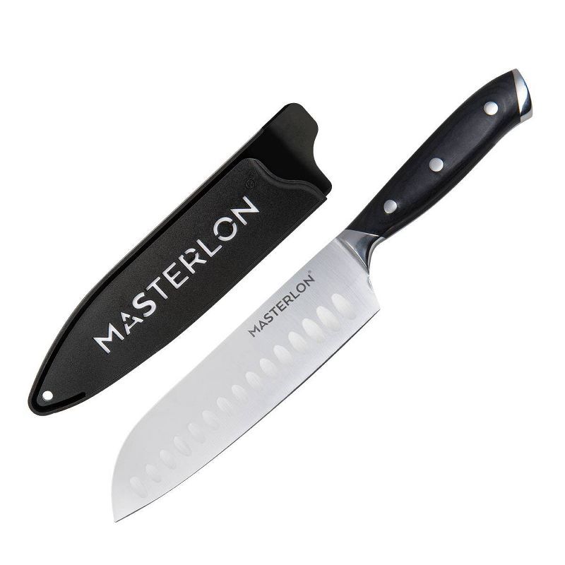 MasterPan Triple Rivet Collection 7" Santoku Knife Black