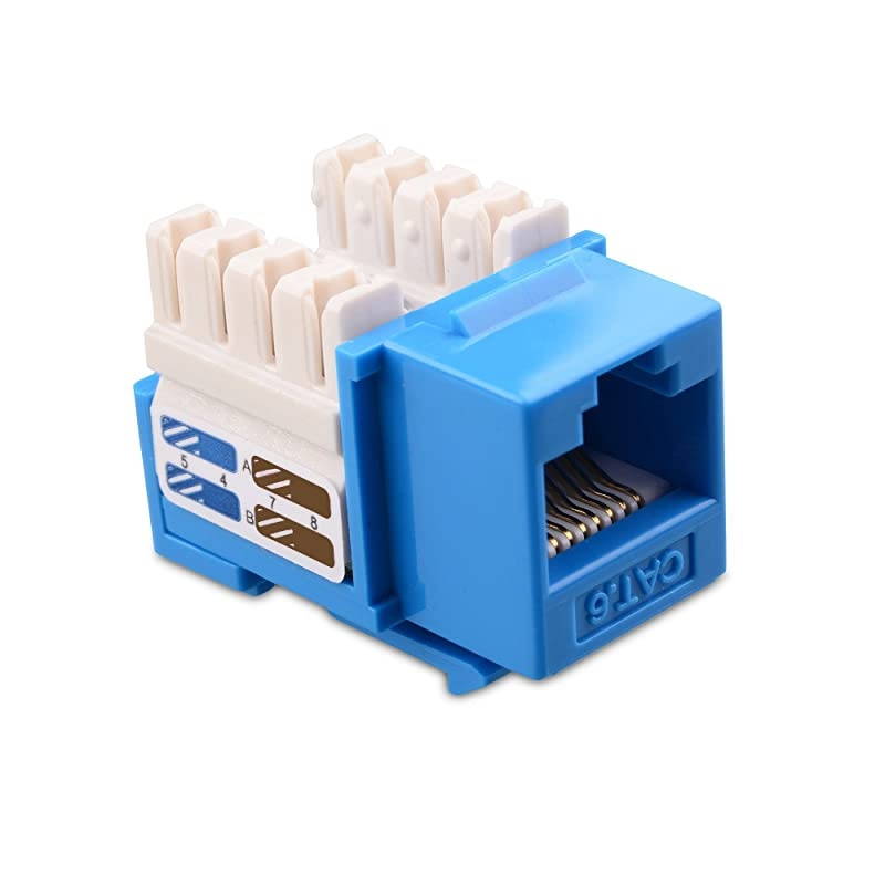 UL Listed 25Pack RJ45 Keystone Jack in Blue with Keystone PunchDown Stand