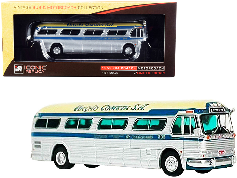GMC PD-4103 Transit Bus #152 Light Blue "Burlington New Jersey" 1/87 (HO) Scale Model by Classic Metal Works