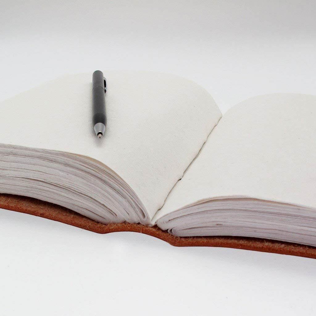 Handmade Leather Lined Journal Notebook - Genuine Leather Bound Daily Notepad For Men & Women Lined Paper
