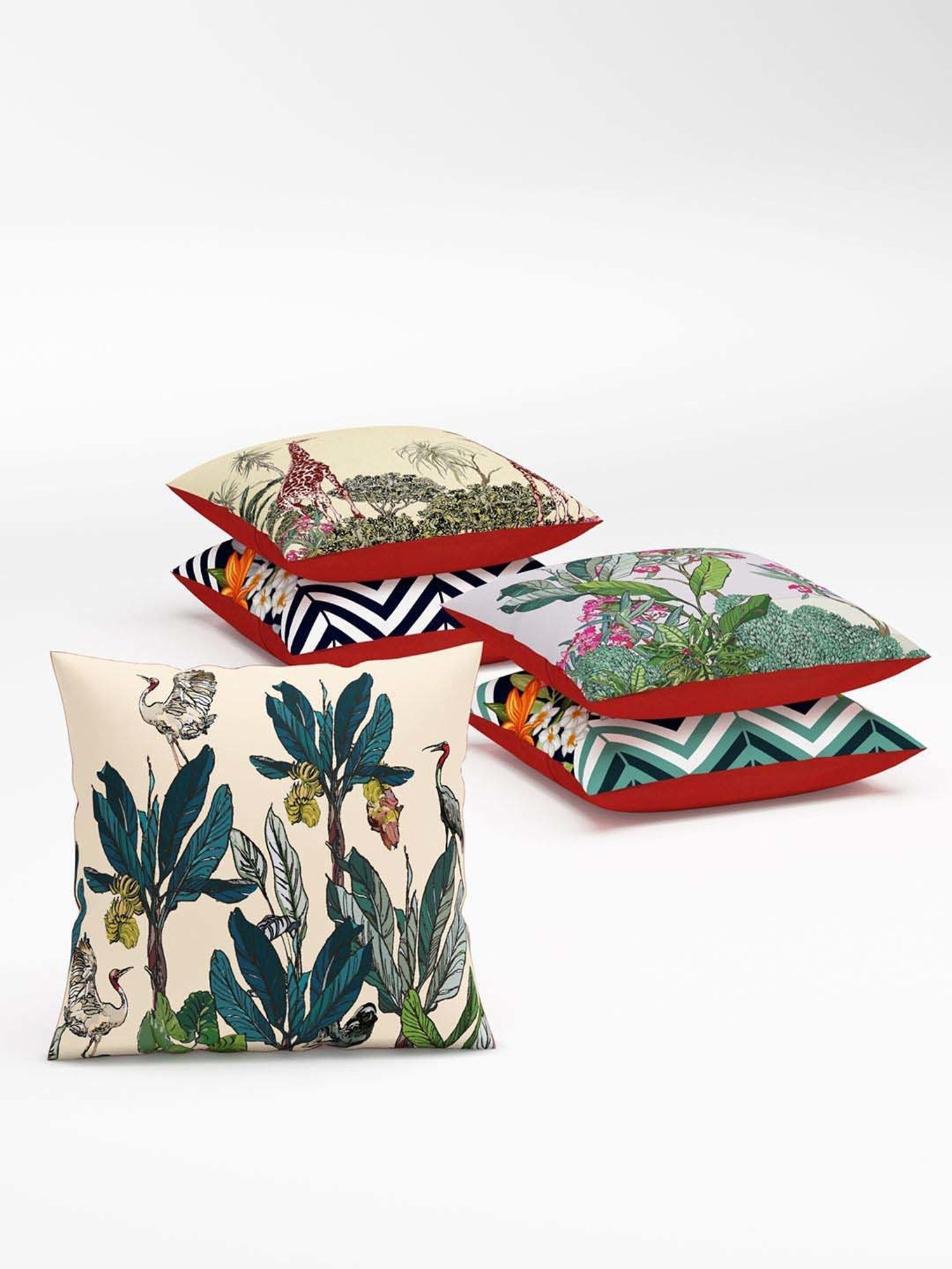 Swayam Multicolor Cotton 40 cm x 40 cm Cushion Covers - Set of 2