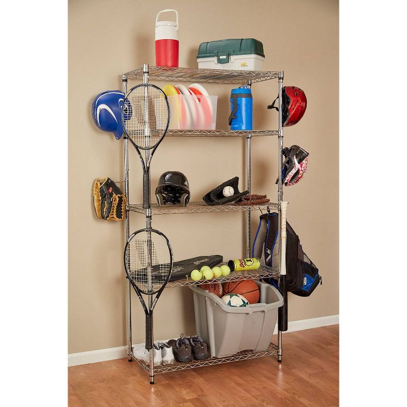 Rubbermaid Shed Shelf, Wire Basket & 50 Lbs Capacity 34" Tool Rack (2 of Each)