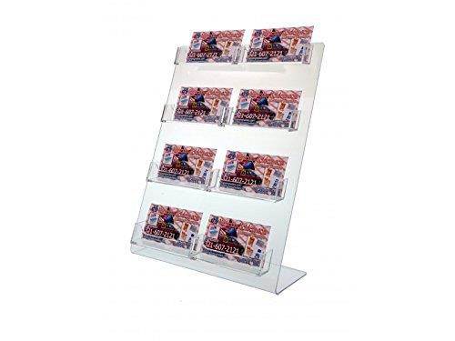 Marketing Holders Clear Acrylic Multi Pocket Horizontal Business Card Holder Display Stand with Sign Holder for Office, Retail, Desk, Counter (Clear, 8 Pocket Slant Back)