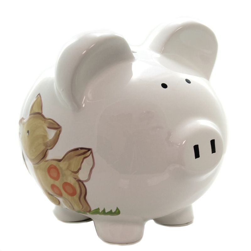 Bank 7.75" Woodland Piggy Bank Fox Deer Woodland Animals  -  Decorative Banks