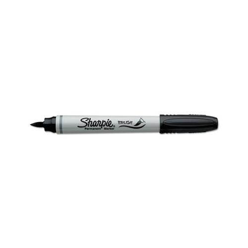 "Sharpie Permanent Marker, Brush Tip, Black, Dozen"
