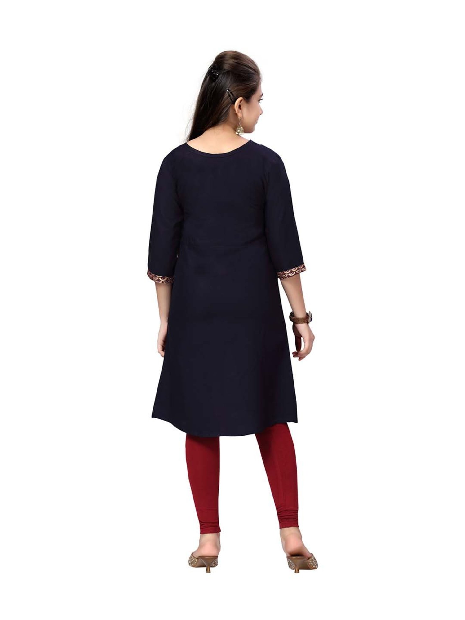 Aarika Kids Navy Cotton Printed Kurti