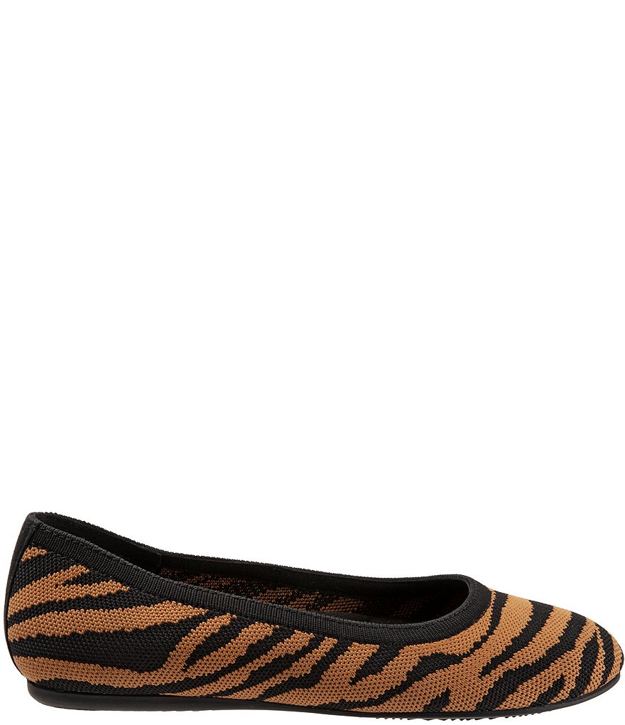 SoftWalk Sonora Tiger Print Knit Ballerina Flats