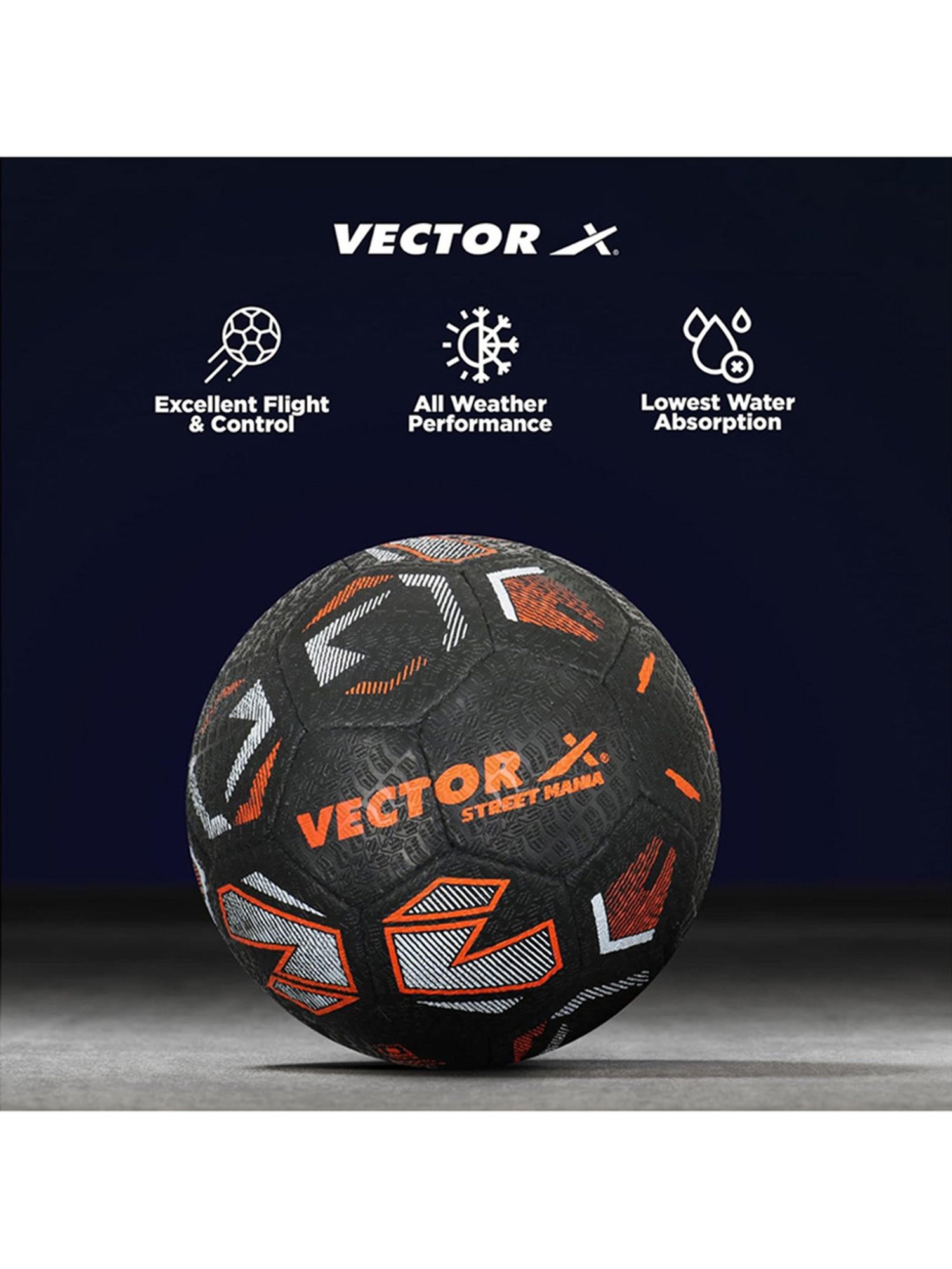 Vector X STREET-MANIA Football (Black & Orange) Size - 5