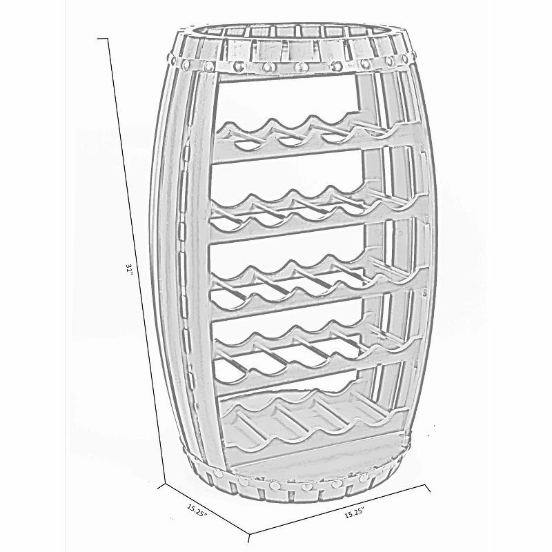 Vintiquewise Large Wooden Barrel Shaped 23 Bottle Wine Rack