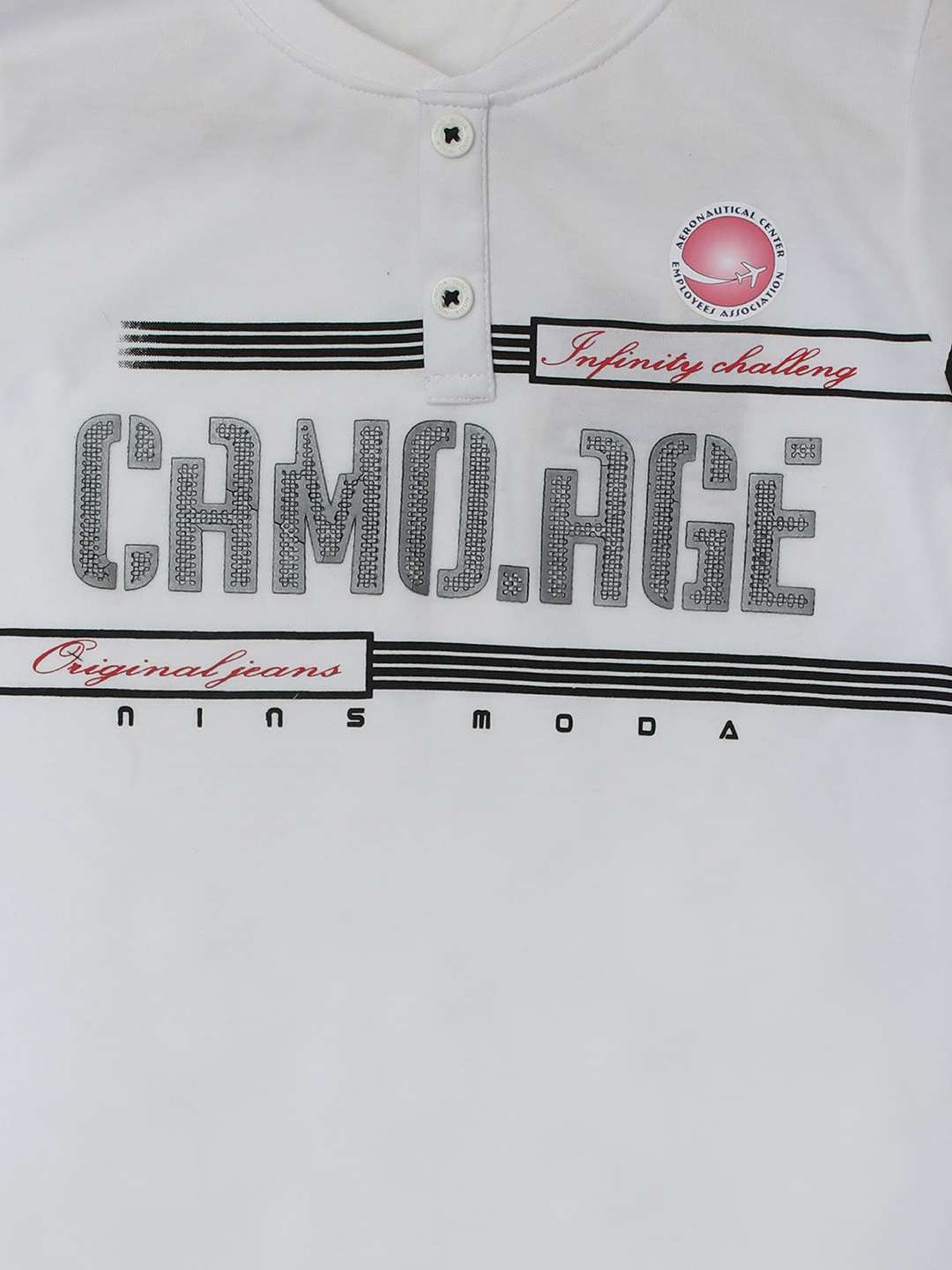 NINS MODA Kids White Printed T-Shirt