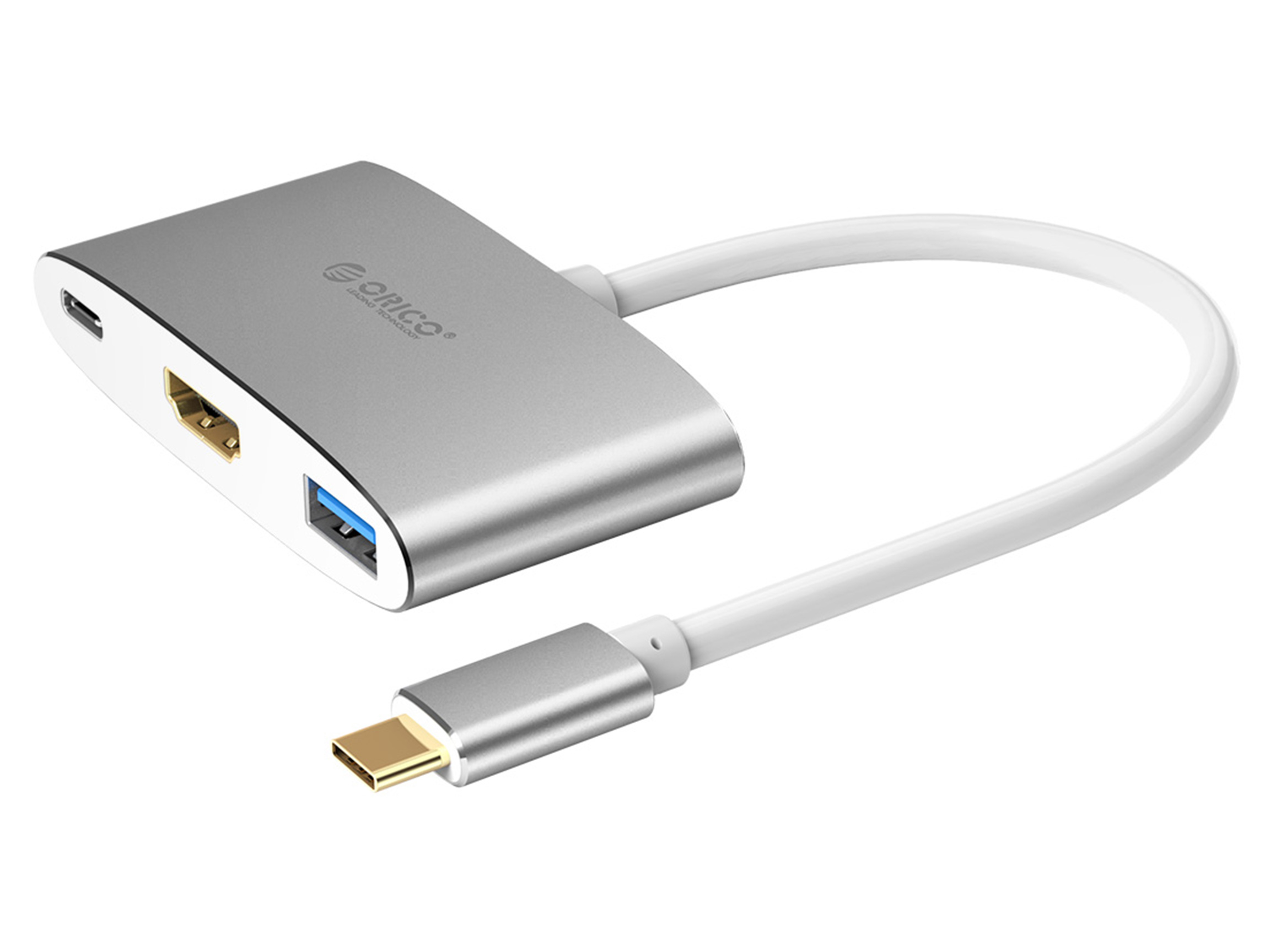 ORICO USB HUB USB C to 3.0 HUB  HDMI*1, USB3.0*1, Type-C*1 Adapter Aluminum Alloy USB Splitter for MacBook Samsung Galaxy S10 Huawei Mate 20 Pro