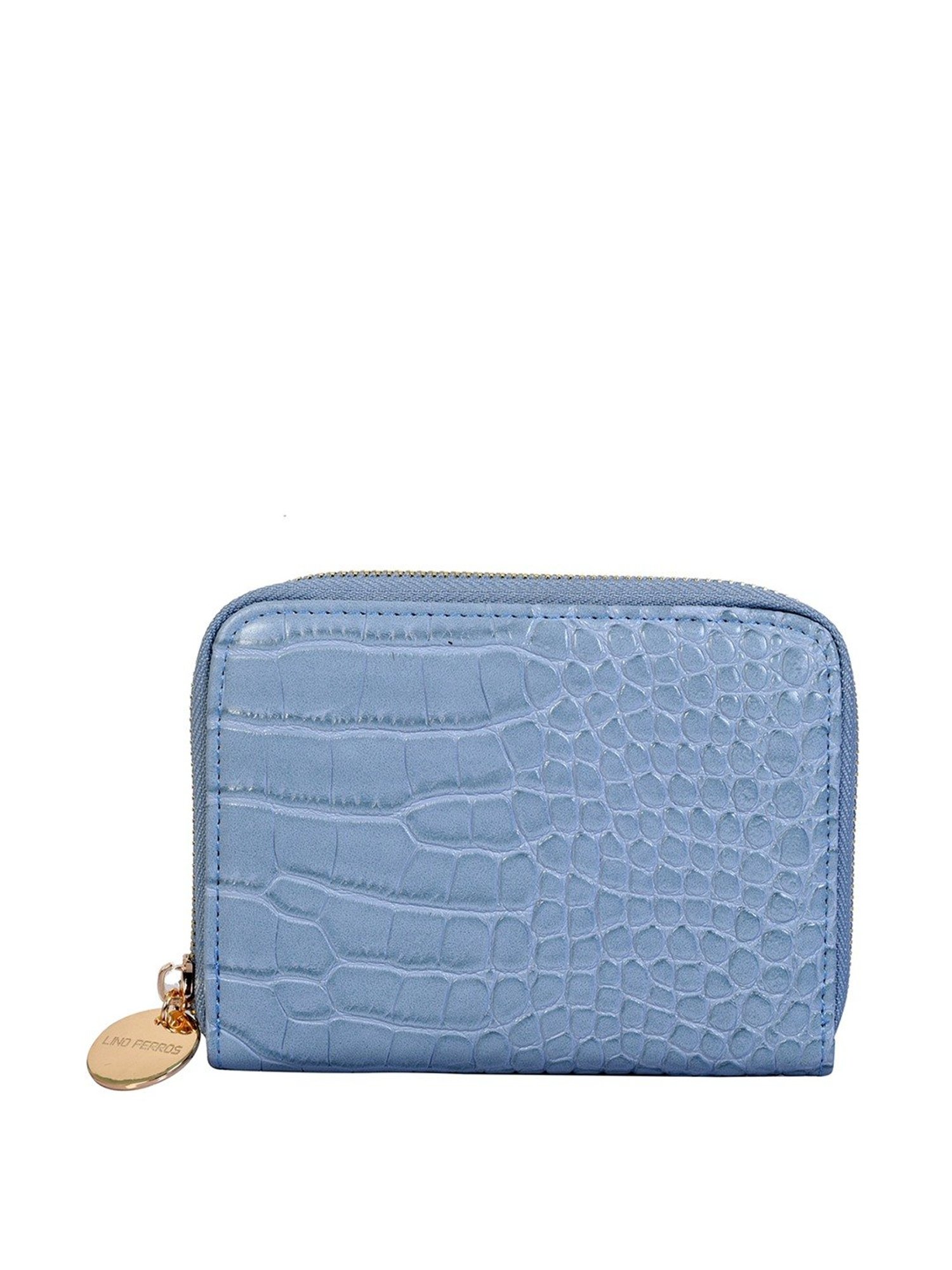 Lino Perros Core Blue Textured  Zip Around Wallet for Women