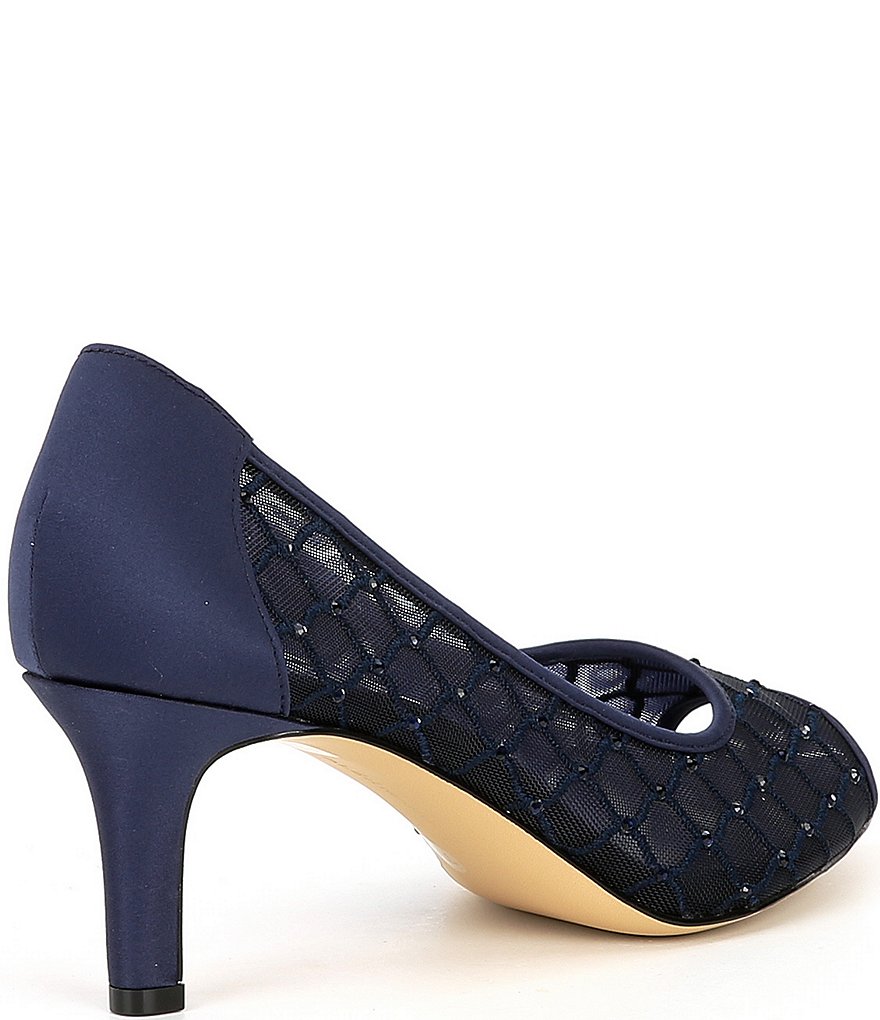 Alex Marie Bessika Rhinestone Detail Peep-Toe Mesh Pumps