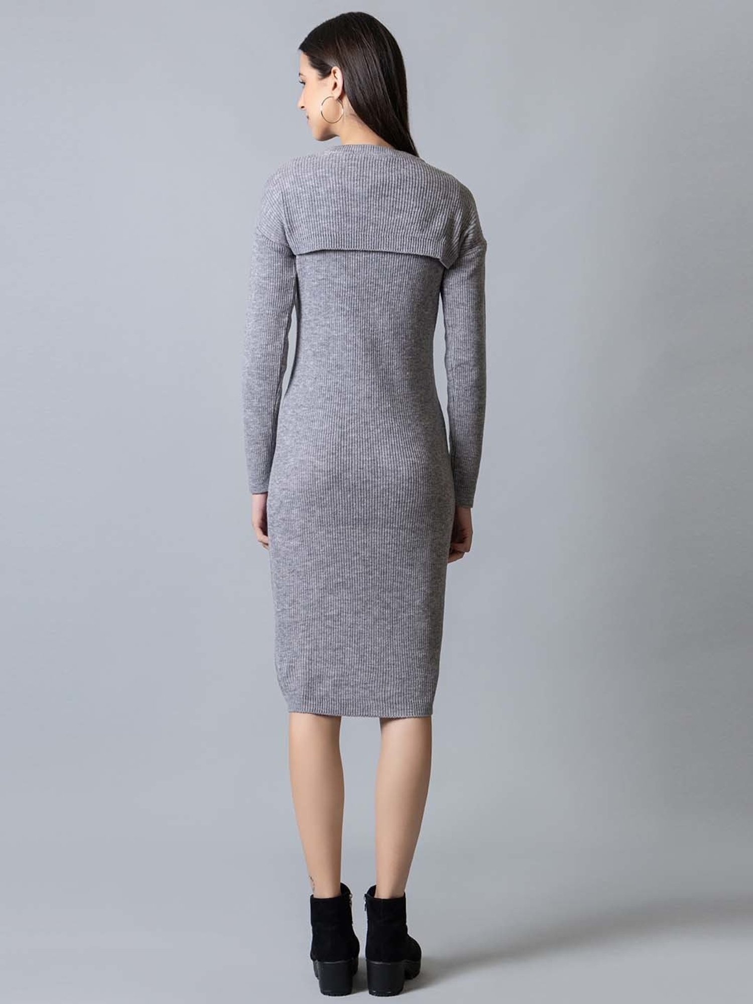 Club York Grey Self Pattern Shift Dress