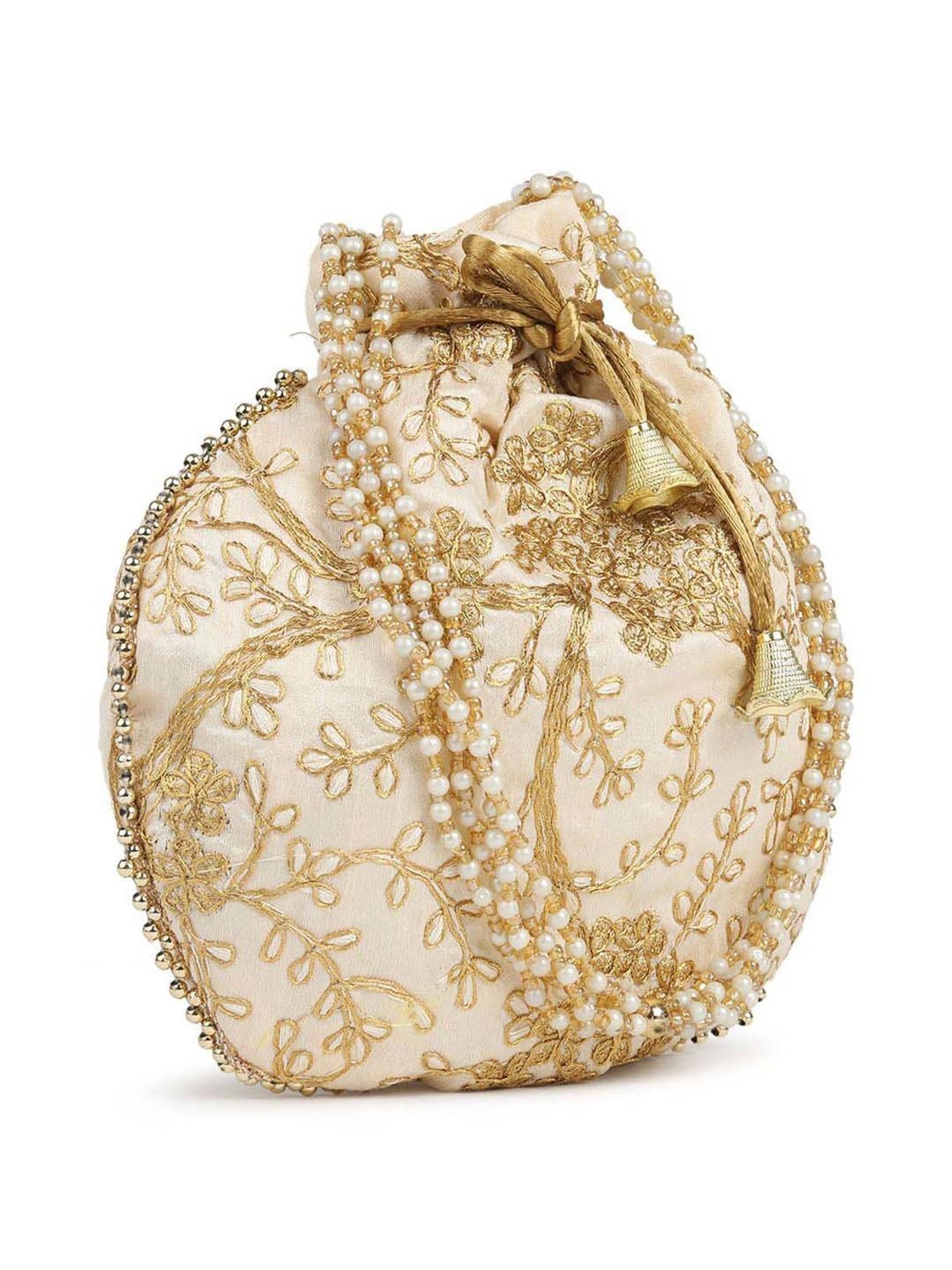 Gaurapakhi White Embroidered Potli