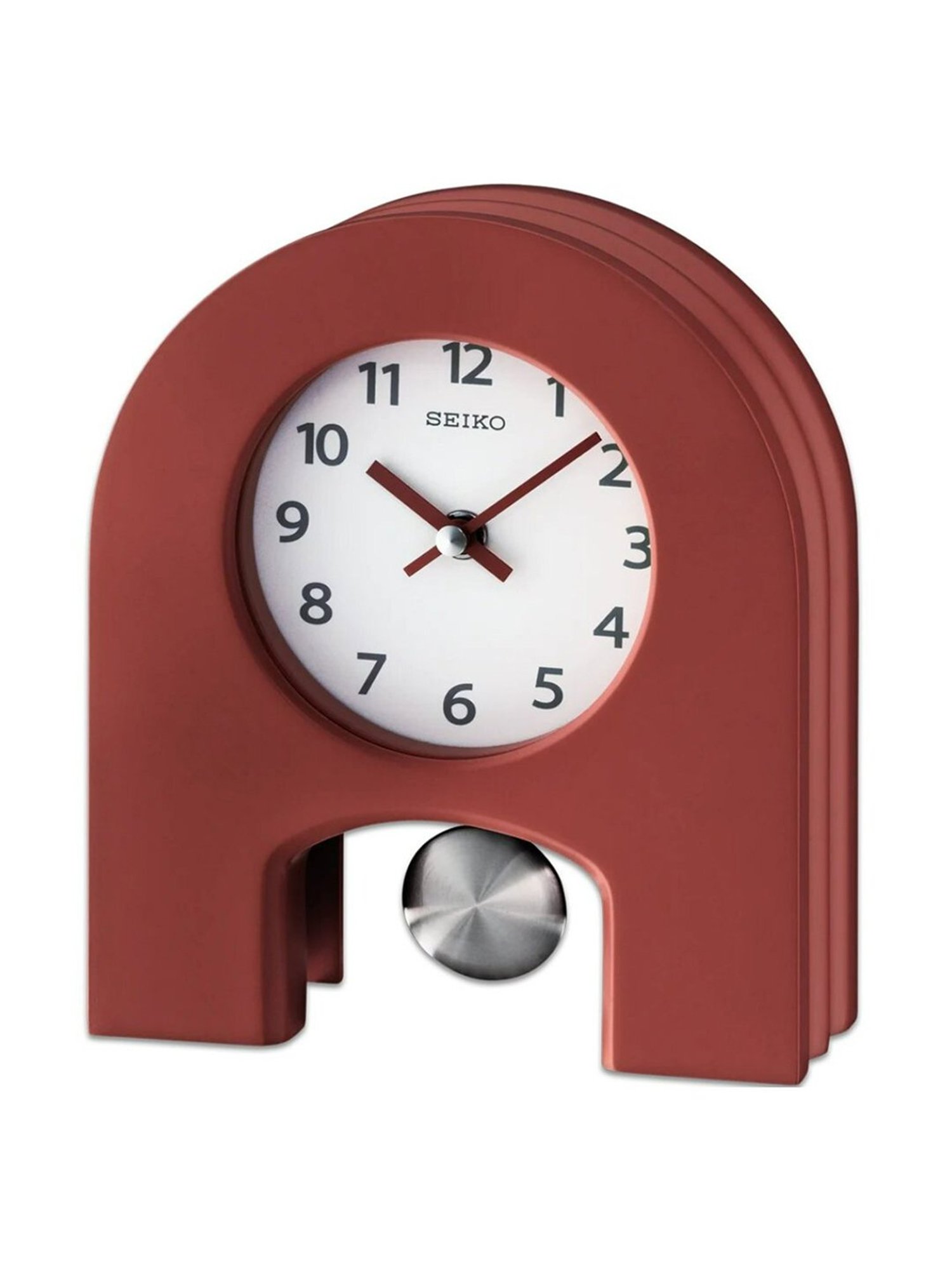 SEIKO elegant maroon & white mdf table clock with sweep movement