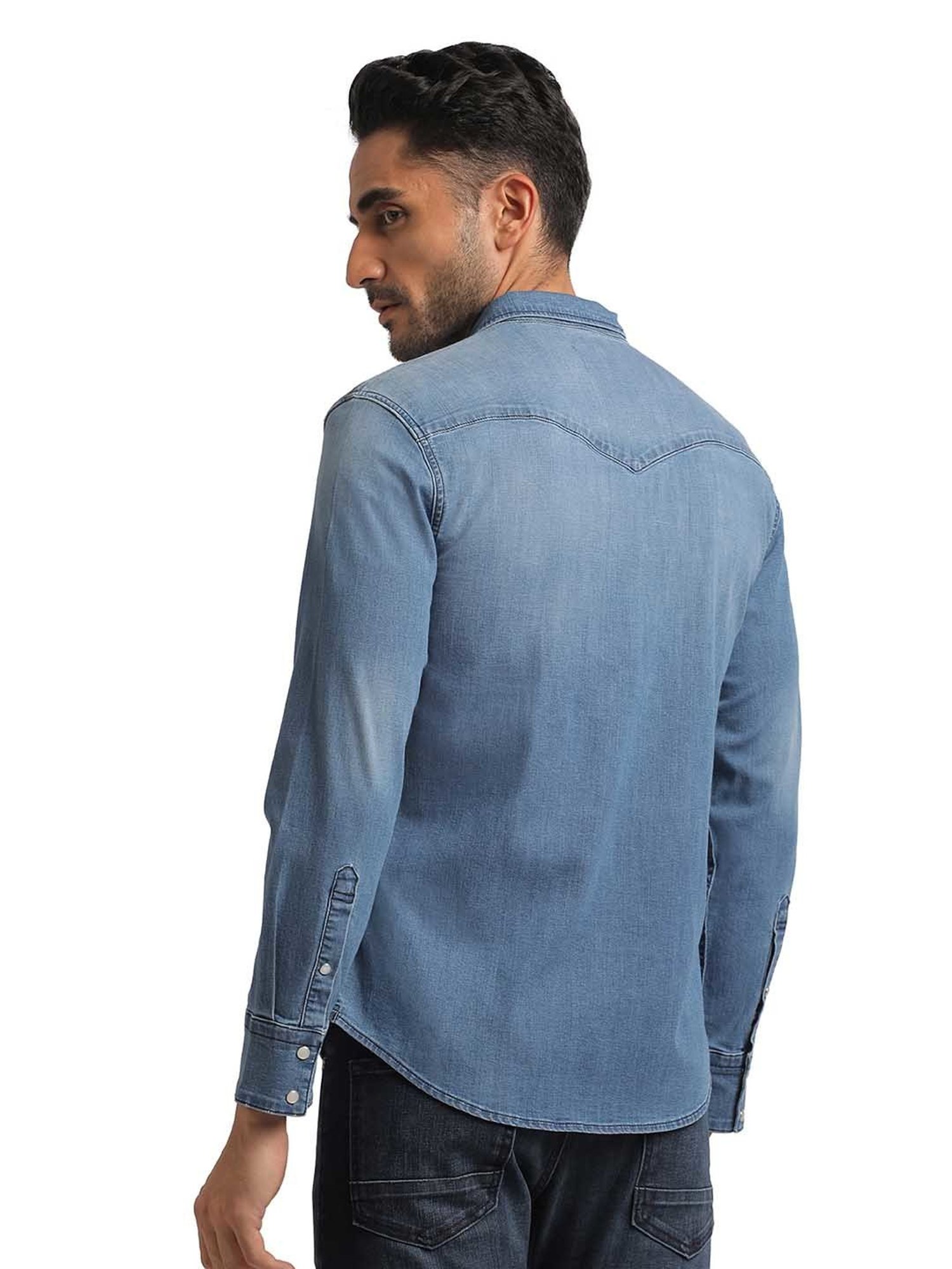 EVERBLUE Light Blue Regular Fit Shirt