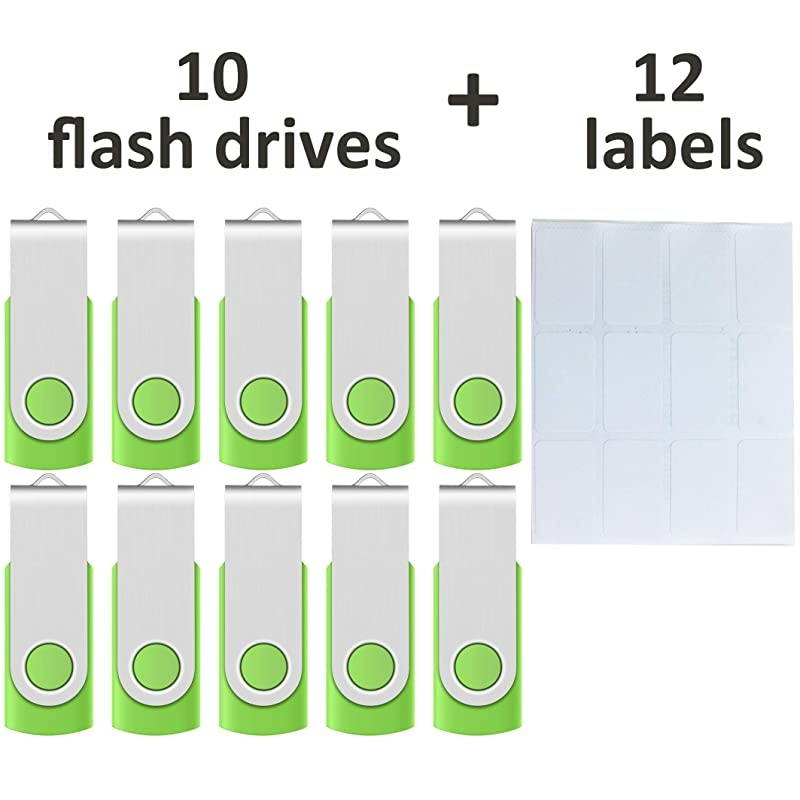 Not 128GB ]  10 Pack Small Capacity 128 MB USB Flash Drive Bulk 128MB Thumb Drives in Black, with LED Indicator, 12 x Removable White Labels for Marking Contents Loaded