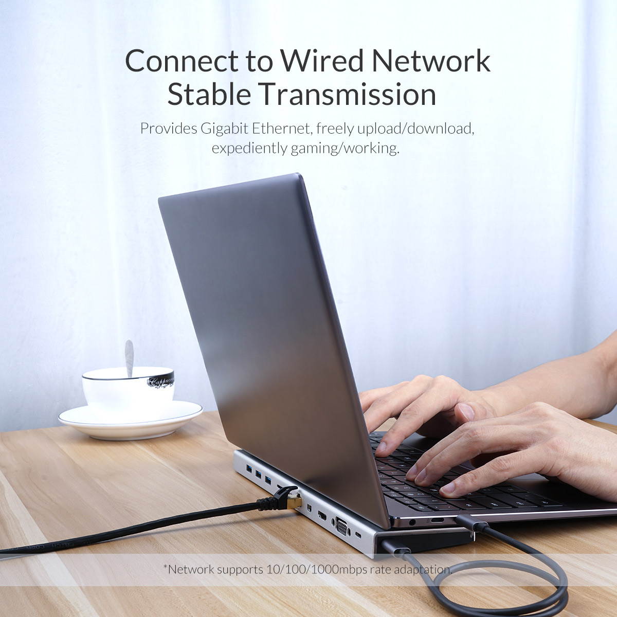 ORICO 4K USB C Dock Station Type C to 3 USB Ports Laptop Docking Stations USB-C x 1,USB3.0 x 3, 4K HDMI/VGA/Mini DP / RJ45 With USB C PD Charging Port, SD/TF Card Slot Audio Interface For Mac Laptop